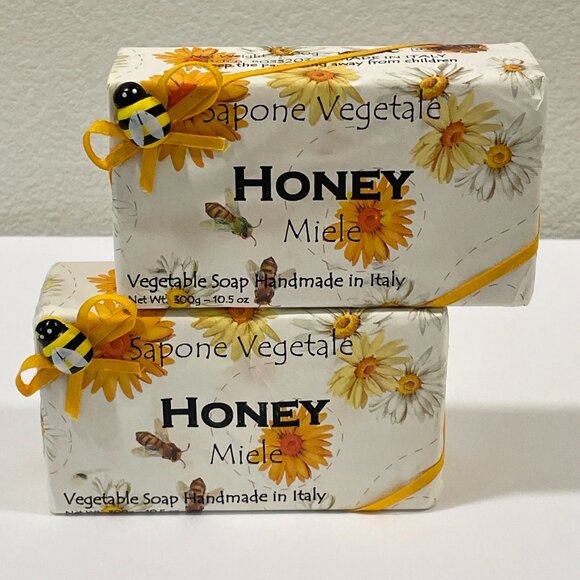 NEW, ALCHIMIA  Set of 2 Bar Vegetable Soap Handmade in Italy Honey (Miele) - Picture 1 of 6
